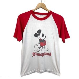 Vintage Disney Mickey Mouse T-Shirt Top Short Sleeve Burn Out Tee 100% Cotton
